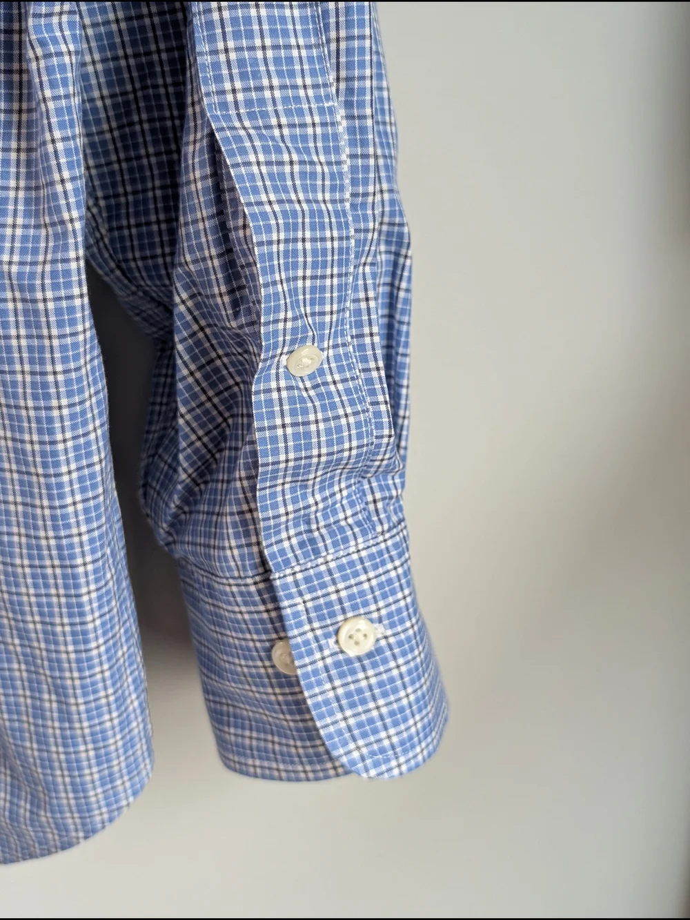 Polo Ralph Lauren Regent Shirt Mens 17 34/35 Classic Fit Blue Plaid Cotton